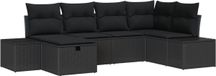 vidaXL Tuinbank Set 6-delig Zwart Poly Rattan