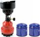 Camping kookstel/kookpit - Métal - Rouge - incl. 2x gas navulling priktank