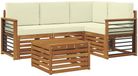 vidaXL Hoekloungeset 5-delig Naturel en crème Polyester