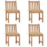 VidaXL Tuinstoelen 4 stuks met kussens massief teakhout Beige
