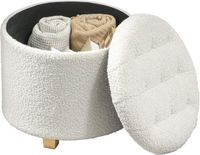Homcom Opbergpoef - Badstof (100% polyester) - 45x45x41cm - Wit