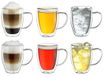 Creano Theeglas, koffieglas, dubbelwandig, thermisch glas, met handvat, groot, 6 x 250 ml