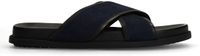 Manfield Heren Donkerblauwe suède slippers Maat 45