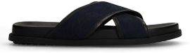 Manfield Heren Donkerblauwe suède slippers Maat 45