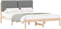 vidaXL Bedframe met gestoffeerde hoofdbord, lichtgrijs, 150 x 200 cm