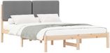 vidaXL Bedframe met gestoffeerde hoofdbord, lichtgrijs, 150 x 200 cm