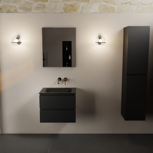 Mondiaz Aivy badmeubelset - 60x45x50cm - 0 kraangaten - 1 wasbak urban Solid surface - Midden - 2 lades - Zonder spiegel - MDF Urban AIVY80120