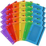 LURLIN Potloodzakje met 3 ringen, 30 stuks bulkpennenzakjes met ritssluiting in verschillende kleuren voor kantoor, school, schoolbenodigdheden, cosmetica, stoffen etui voor 3-gaats bindmiddel.