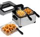 COSTWAY Friteuse, 5 litres, 2000W, friteuse en acier inoxydable avec huile, incluant 3 paniers, fenêtre de visualisation, écran tactile LED, 6 programmes et lavable au lave-vaisselle