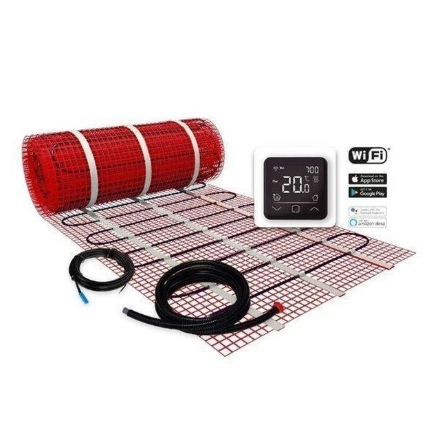 Plieger Plieger Heat elektrische vloerverwarmingsmat - wifi thermostaat - 50x600cm - 3m2 - 450W - rood 220610