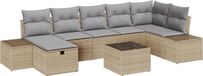 vidaXL Tuinbank Set 8-delig Beige Polyrotan