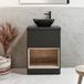 Hudson Reed Hoxton meuble vasque 60cm étagère ouverte noir gris avec vasque à poser ovale graphite