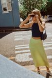 VILA Rok Ravenna Midi Vert 38 Femme