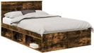 vidaXL Bedframe Gerookt eiken Massief grenenhout 120 x 190 cm
