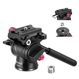 NEEWER Vloeibare statiefkop met handvat en arca-type snelontgrendeling, aluminium panorama-sleeppan kantelkop met ø43 mm geschaalde basis voor compacte camcorder DSLR-camera, maximale belasting: 3