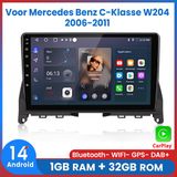 Awesafe Autoradio - Draadloos Apple CarPlay Android Auto - Geschikt Voor Mercedes Benz C-Klasse W204 2006 t/m 2011 - RAM 1GB + ROM 32GB - Autoradio met navigatie GPS - Radio Scherm - 2006 2007 2008 2009 2010 2011
