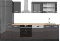 Vicco R-Line Complete keukeneenheid – 300 cm, WB Eik Antraciet hoogglans/antraciet