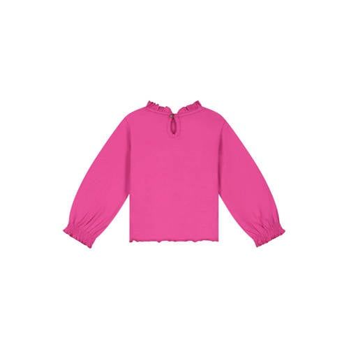 Stains&Stories longsleeve met ruches - fuchsia