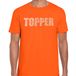 Bellatio Decorations Glitter Topper t-shirt oranje met steentjes/ rhinestones voor heren - Glitter kleding/ foute party outfit M