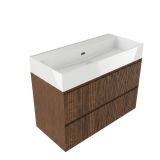 Saniclass Ensemble de meubles de salle de bain - 100x45x72cm - Lavabo en céramique Legend blanc - noyer mat pur