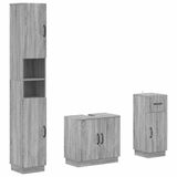 vidaXL - 3-delig - badkamerkast - set - HOORN - Grijs - Sonoma - Bewerkt - hout