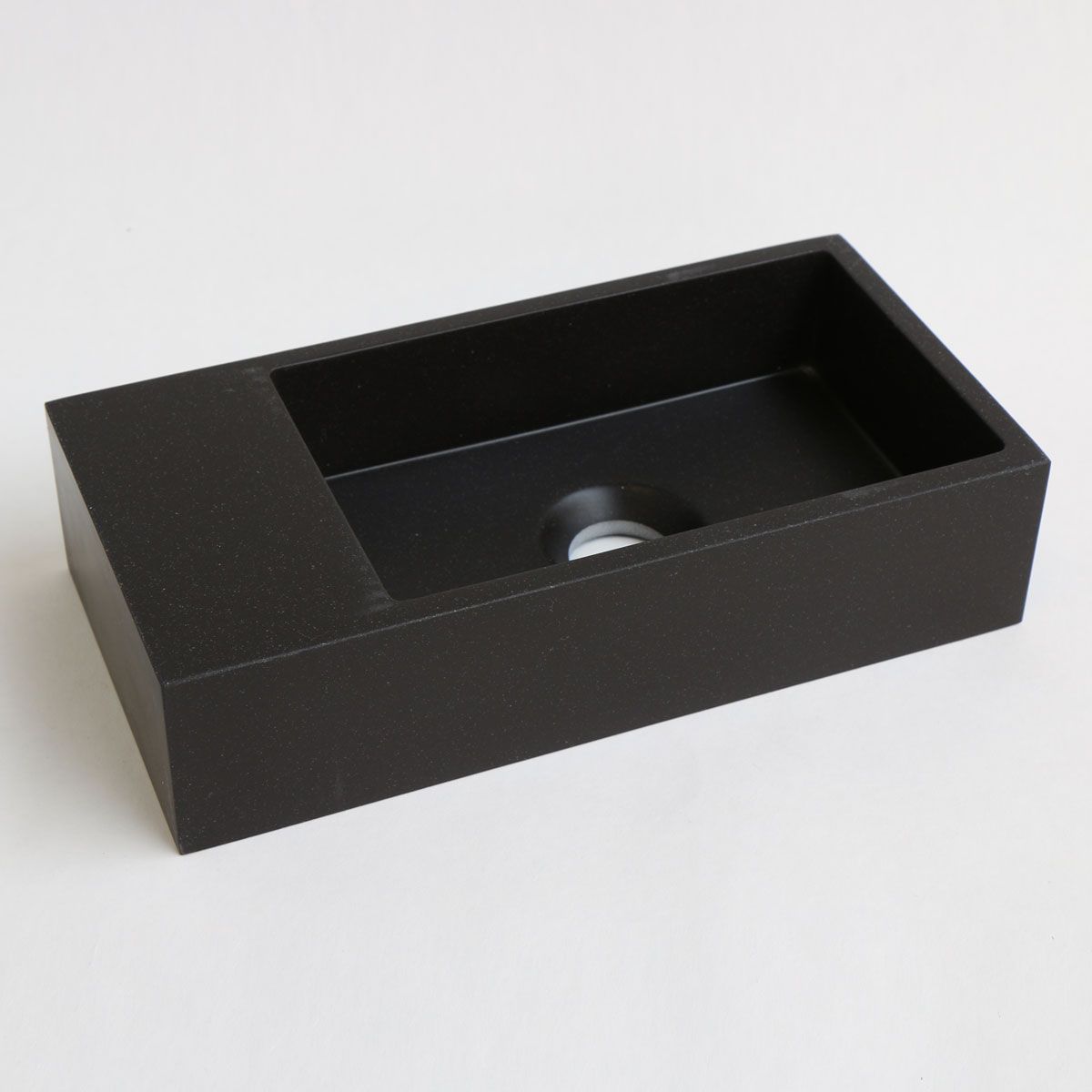 Ink Fontein Versus Rechthoek Links 36x18x9cm Quartz Zwart Zonder Kraangat