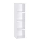 Mondeer Boekenkast, rek met 4 vakken, van hout, wit, modern, voor woonkamer, slaapkamer, kinderen, 30 x 30 x 120 cm