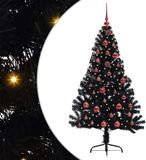 vidaXL - Plastique - Pré-éclairé - Sapin de Noël - avec - 150 - LED - Noir - 150 - cm - PVC