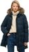 Superdry Everest Microfibre Mid Faux Fur Pufferjas Dames Lange Mouw Met Capuchon Polyester Effen Rits Drukknopen Machinewas 30 °C Herfst/Winter 2025 Eclipse Navy M