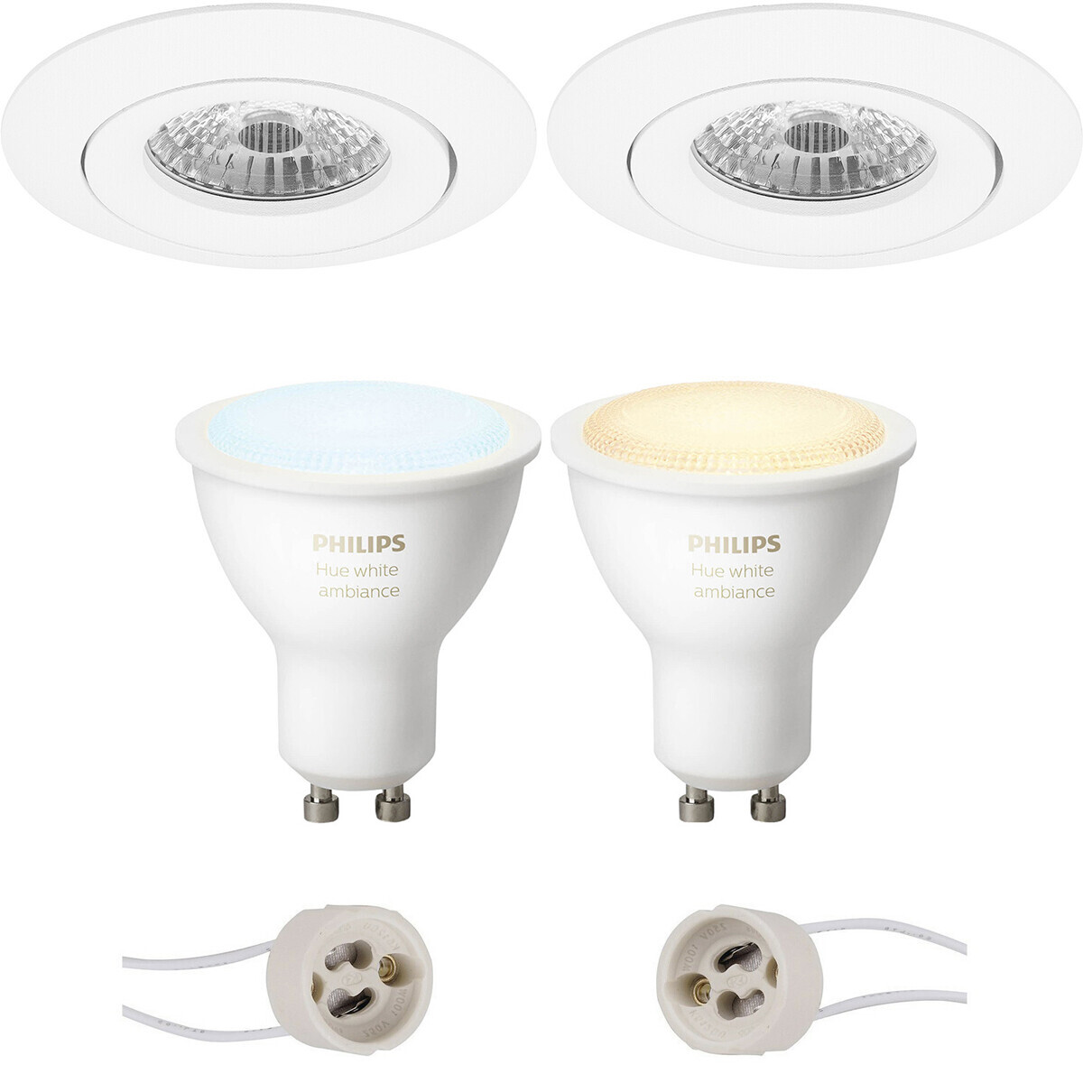 BES LED Pragmi Uranio Pro - Inbouw Rond - Mat Wit - Kantelbaar - Ø82mm - Philips Hue - LED Spot Set GU10 - White Ambiance - Bluetooth