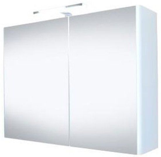 Best Design Spiegelkast Happy 100x60x18cm MDF Hoogglans Wit LED Verlichting Stopcontact
