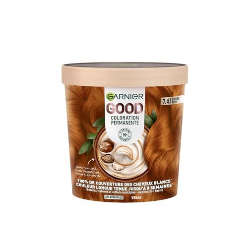 Garnier - Permanente haarkleur – zonder ammoniak – 90% natuurlijke ingrediënten – sheaboter – 100% dekking voor wit haar – GOOD gekruid koper 7,43