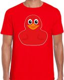 Bellatio Decorations Verkleed T-shirt heren - eend - rood - Carnaval/themafeest XXL