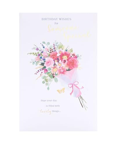 UK Greetings Verjaardagskaart voor iemand speciaal - roze boeket ontwerp - Thinking of You Range