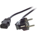 Netzkabel Schutzkontakt 90°- C13 180°, schwarz 0,5 m, 3 x 0,75 mm² - 1 VPE = 10 Stück