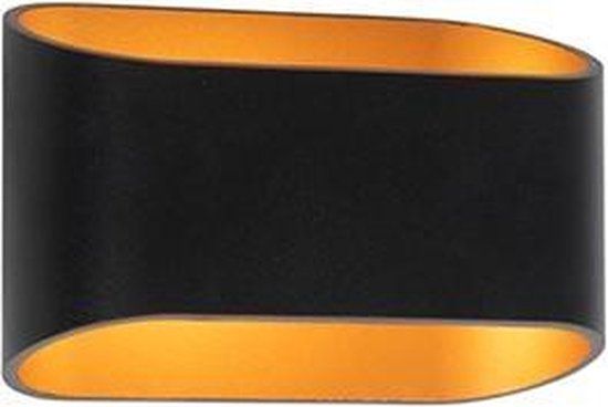 QAZQA Alone R - Modern Black and Gold Indoor Up/Down Wall Lamp - Oval Design - G9 - 40W - Living Room | Bedroom | Kitchen