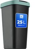 KADAX Afvalcontainer 25 liter, afvalemmer met kanteldeksel, afvalemmer voor afvalscheiding, vuilnismand van kunststof, robuuste vuilnisemmer, vuilnisemmer (zwart/groen)
