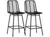 HOMCOM Set de 4 tabourets de bar, assise, 66 h, dossier en rotin, noir
