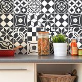 Ambiance Sticker Zelfklevende tegels, zelfklevend, ornamenten, chique, cementtegels, muursticker, badkamer en keuken, 24 stuks, 20 x 20 cm