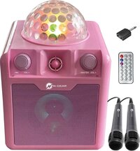 N-Gear Disco Block 410 - Draagbare karaoke set met 2 microfoons - Roze roze