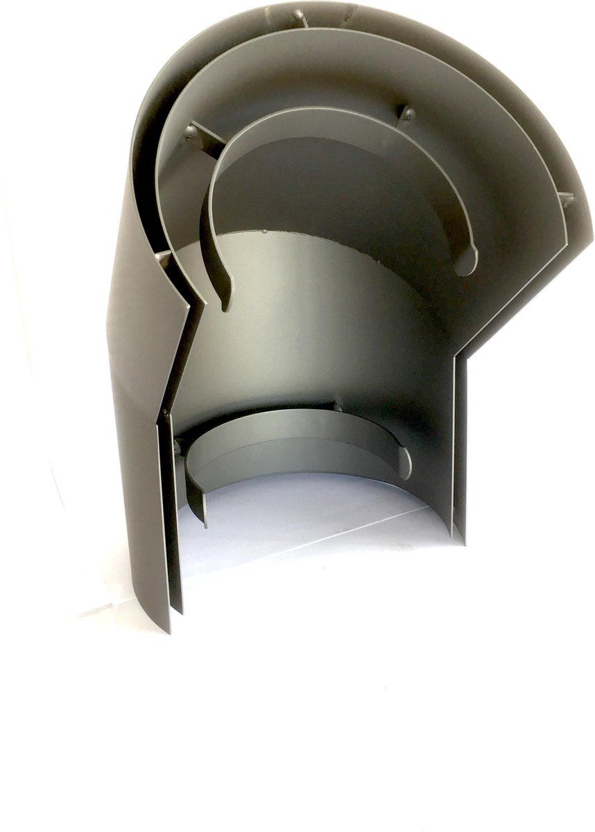 VuurZon Hitteschild Ø150 bocht 45° - grijs - 2mm - staal - dubbelwandig