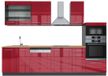 Vicco Fame-Line Complete keukeneenheid – 300 cm met hoge kast, WB Eik Bordeaux hoogglans/antraciet