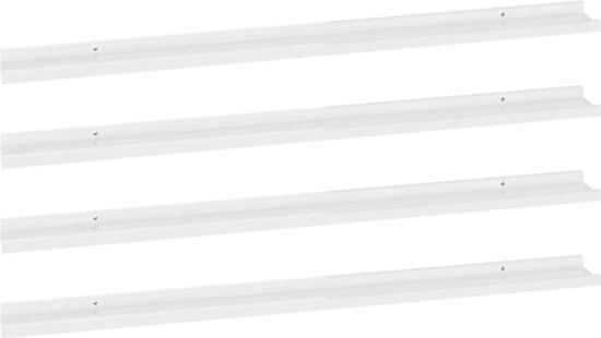 vidaXL Wandschappen - 4 stuks - Hoogglans Wit - MDF - 115x9x3 cm