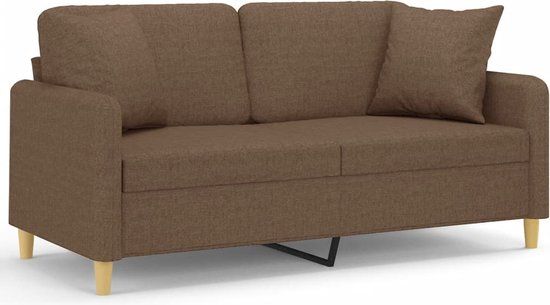 vidaXL Tweezitsbank met sierkussens 140 cm stof bruin