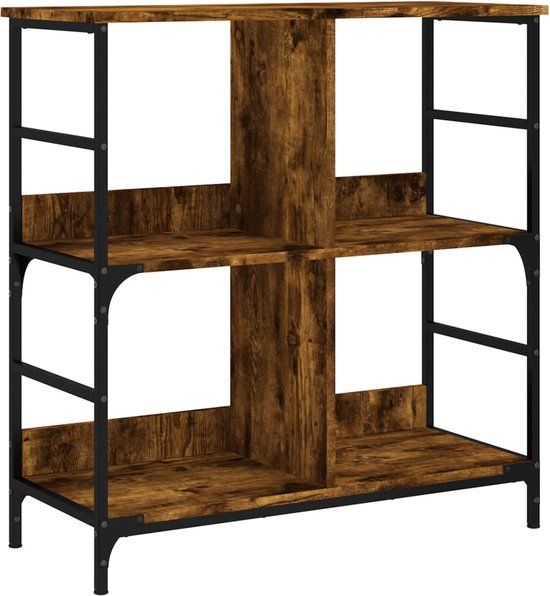 vidaXL Boekenrek - 78,5x33x82 cm - Bewerkt Hout - Gerookt Eikenkleurig