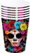 Fiestas Guirca Day of the dead feest bekers - 18x - gekleurd - papier - 240 ml