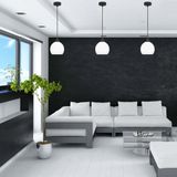 Lampe suspendue noire avec abat-jour blanc, modèle KATARA 14-175