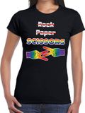 Bellatio Decorations Shoppartners Bv Gaypride Rock Paper Scissors t-shirt - zwart lesbo shirt voor dames - Gay pride XL