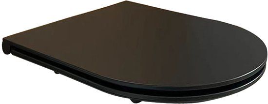 Wiesbaden Flatline wc bril met softclose en quick-release - mat zwart - 36 x 43 cm