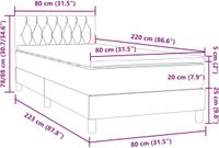 vidaXL Boxspring met matras fluweel lichtgrijs 80x220 cm